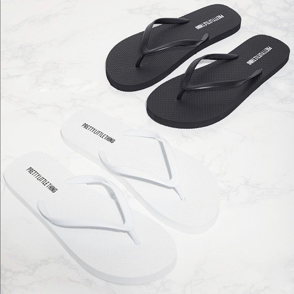Shoes | Plt Flip Flops Black And White Size 6 Brand New | Poshmark